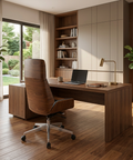 Rhett Dillon Black Faux Leather & Walnut Office Chair