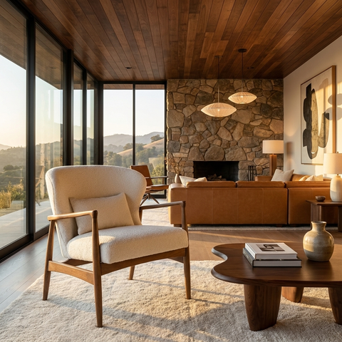 Rhodes Snow Fabric Accent Chair
