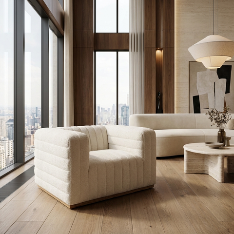 Ricciardo Cream Boucle Accent Chair