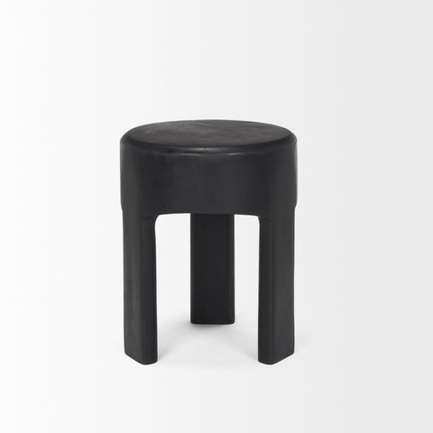 Riya Black Solid Neem Wood Stool -2