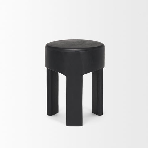 Riya Black Solid Neem Wood Stool -3