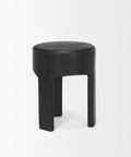 Riya Black Solid Neem Wood Stool -4