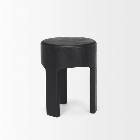 Riya Black Solid Neem Wood Stool -4