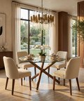 Rocca Walnut Glass Round Dining Table