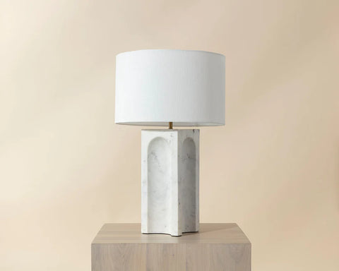 Rohe White Banswara Marble Table Lamp-`