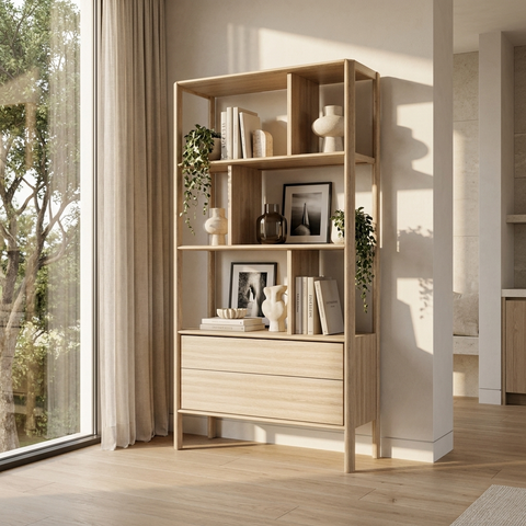Runway Solid Oak Wood Bookcase