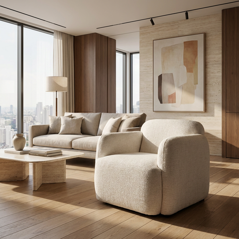 Saga Cream Fabric Accent Chair 