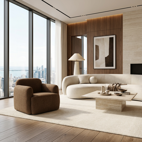 Saga Mocha Brown Fabric Accent Chair
