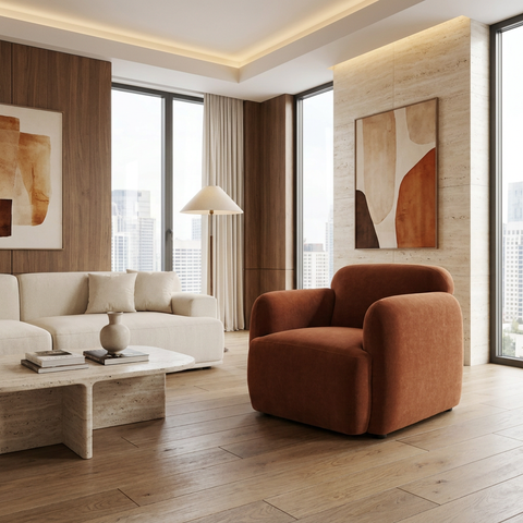 Saga Rust Chenille Accent Chair 