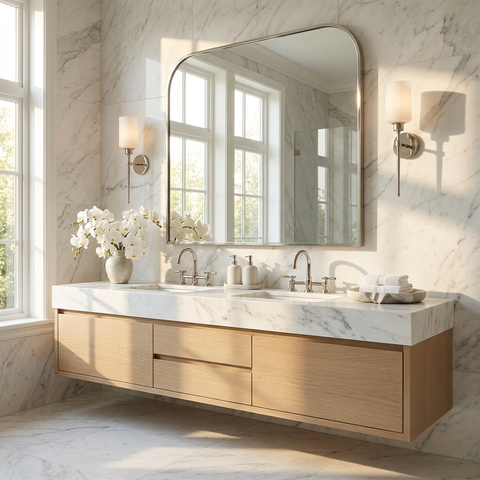 Salma Polished Nickel Modern Wall Mirror