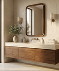 Walnut Wood Modern Wall Mirror 