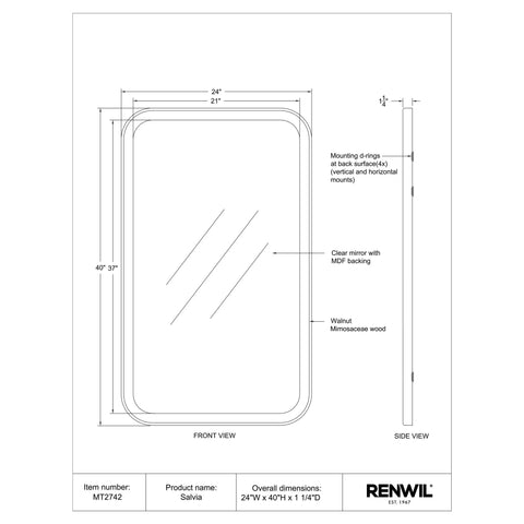 Walnut Wood Modern Wall Mirror -5
