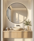 Sami Black Round Wall Mirror