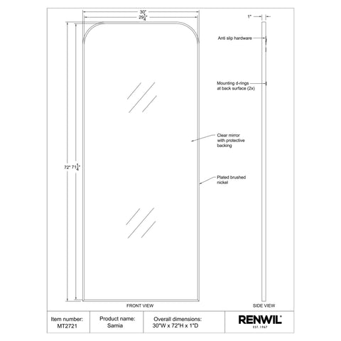 Samia Brushed Nickel Full Length Mirror-3