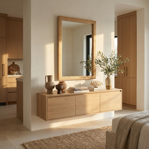 Sara Modern Rattan Wall Mirror - Renwil
