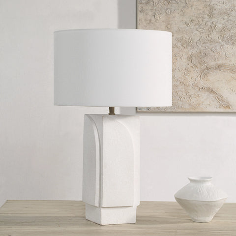 Scavo Textured Off-White Ceramic Table Lamp -1