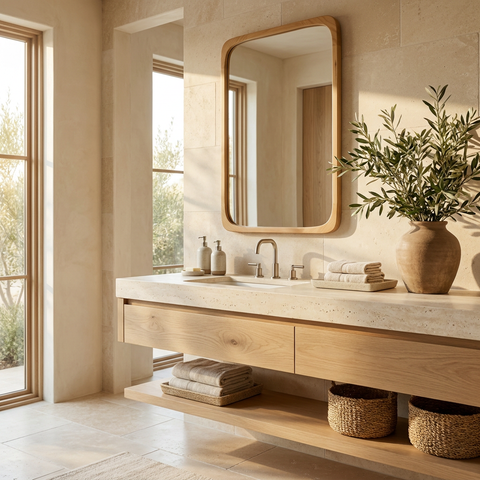 Scisto Natural Wood Modern Wall Mirror