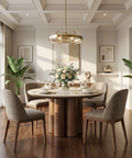 Seaton Travertine Round Dining Table