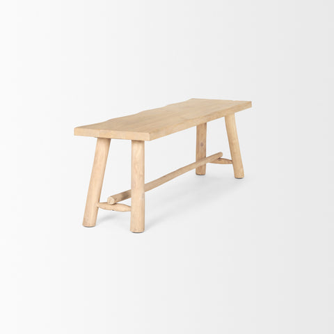 Sekou Light Brown Solid Wood Bench -4