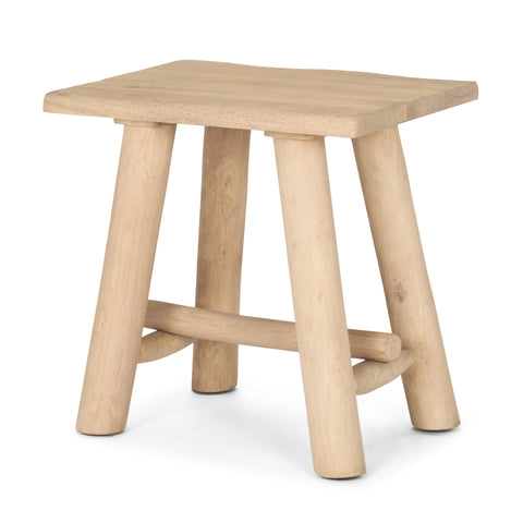 Sekou Light Brown Wood Stool-1
