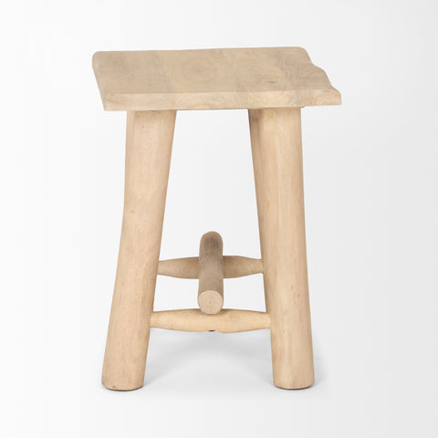 Sekou Light Brown Wood Stool-3