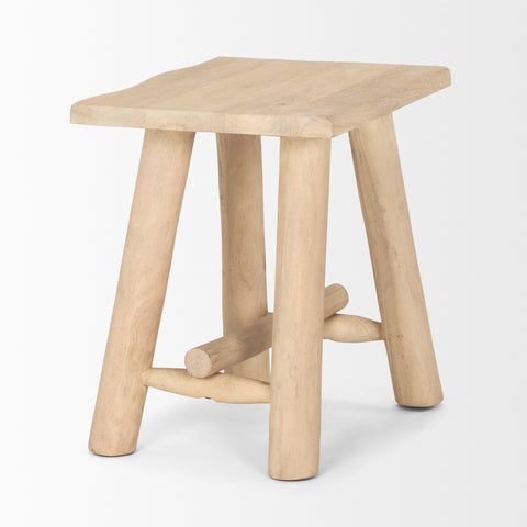 Sekou Light Brown Wood Stool-4