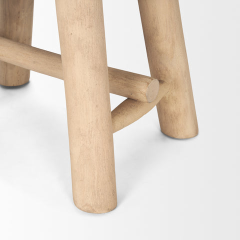 Sekou Light Brown Wood Stool-6