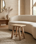 Sekou Light Brown Wood Stool