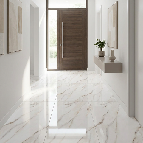 Marble look floor tile