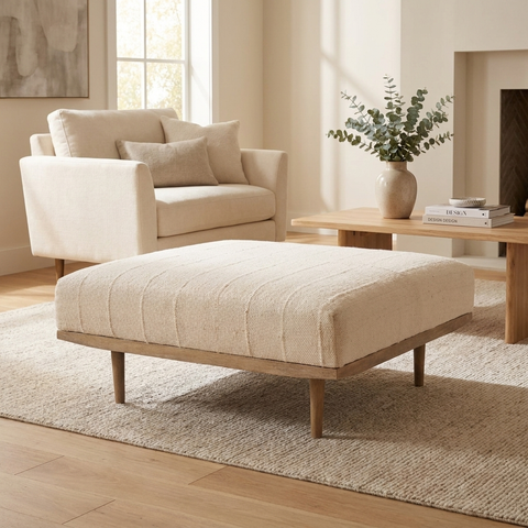 Shae Oatmeal Cotton Ottoman