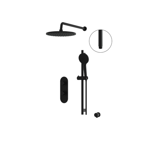 ShowerBox01 Electro Black 2-Way Shared Thermostatic Shower Kit with 12-Inch Rainhead - Aquabrass-1