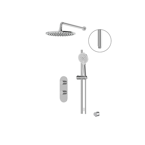 ShowerBox01 Polished Chrome 2-Way Shared Thermostatic Shower Kit with 12-Inch Rainhead - Aquabrass