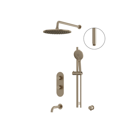 ShowerBox02N Brushed Nickel 3-Way Shared Thermostatic Tub and Shower Kit with 12-Inch Rainhead - Aquabrass-1