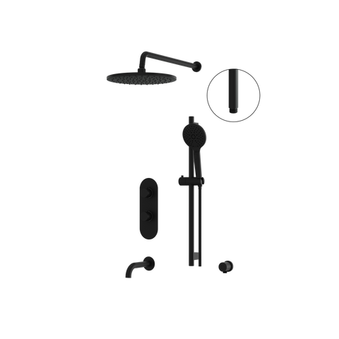 ShowerBox02N Electro Black 3-Way Shared Thermostatic Tub and Shower Kit with 12-Inch Rainhead - Aquabrass-1