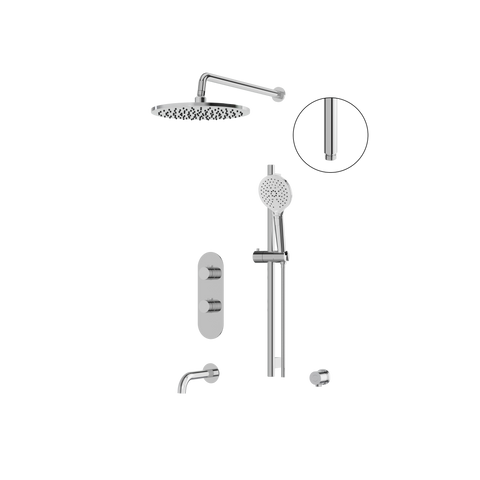 ShowerBox02N Polished Chrome 3-Way Shared Thermostatic Tub and Shower Kit with 12-Inch Rainhead - Aquabrass-1