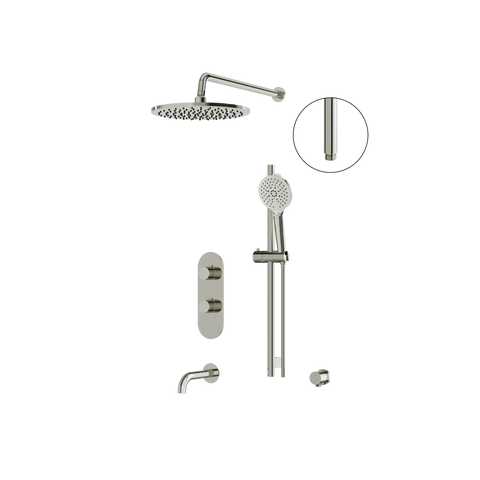 ShowerBox02N Polished Nickel 3-Way Shared Thermostatic Tub and Shower Kit with 12-Inch Rainhead - Aquabrass-1
