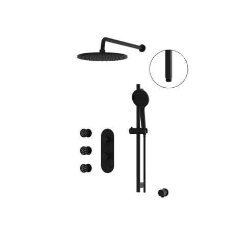 ShowerBox03 Electro Black 3-Way Shared Thermostatic Shower Kit with 3 Body Jets - Aquabrass-1