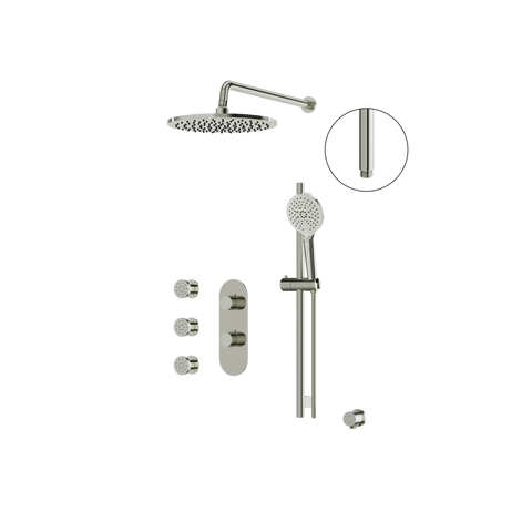 ShowerBox03 Polished Nickel 3-Way Shared Thermostatic Shower Kit with 3 Body Jets - Aquabrass-1