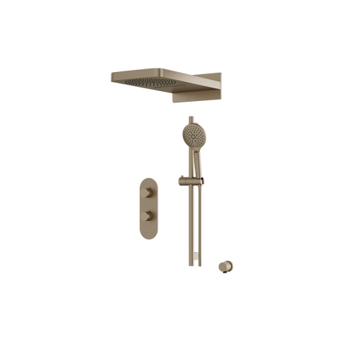 ShowerBox04 Brushed Nickel 3-Way Non-Shared Thermostatic Shower Kit with Dual-Function Aquasheet Rainhead - Aquabrass-1