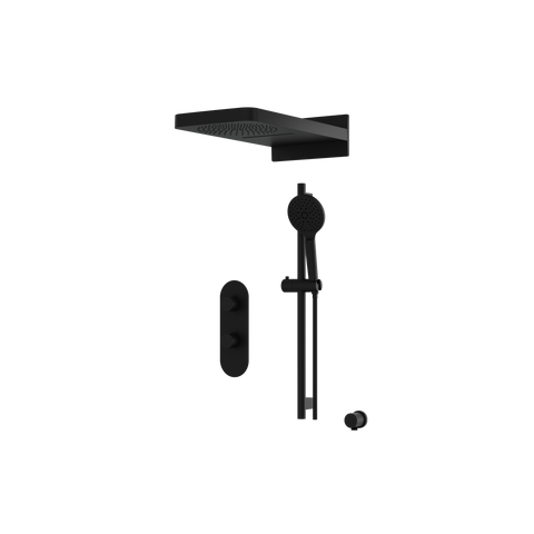 ShowerBox04 Electro Black 3-Way Non-Shared Thermostatic Shower Kit with Dual-Function Aquasheet Rainhead - Aquabrass-1