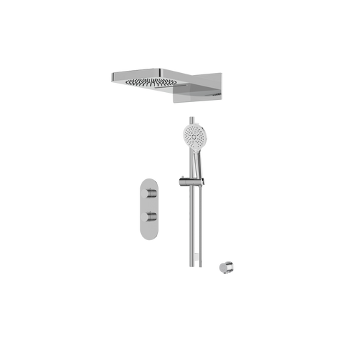 ShowerBox04 Polished Chrome 3-Way Non-Shared Thermostatic Shower Kit with Dual-Function Aquasheet Rainhead - Aquabrass-1