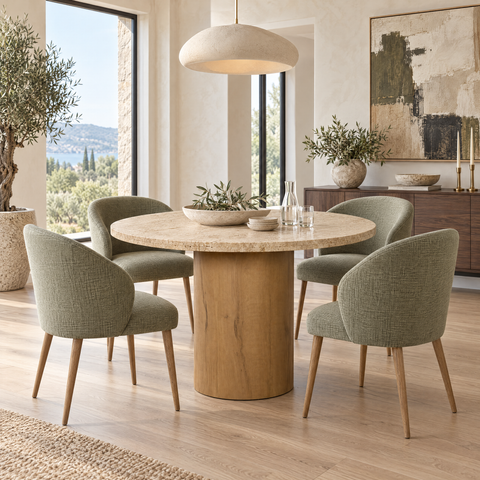 Siena 42" Travertine Pedestal Dining Table