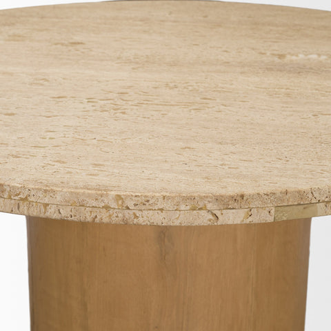 Siena 42" Travertine Pedestal Dining Table -5