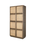 Sina Brown Solid Oak and Natural Rattan Curio Cabinet -1