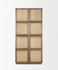 Sina Brown Solid Oak and Natural Rattan Curio Cabinet -2
