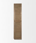 Sina Brown Solid Oak and Natural Rattan Curio Cabinet -3