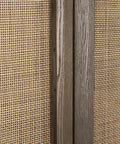 Sina Brown Solid Oak and Natural Rattan Curio Cabinet -6