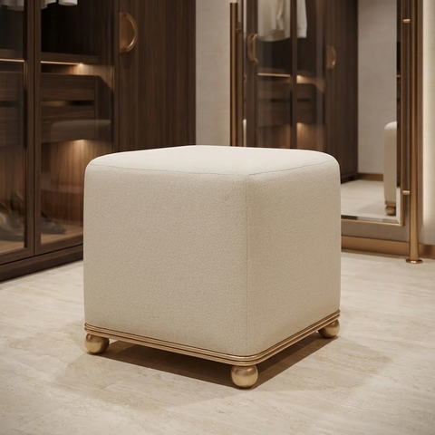 Sines Natural Linen Blend Ottoman 