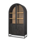 Sloan Black Wood Arched Curio Cabinet -2