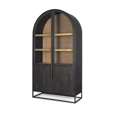 Sloan Black Wood Arched Curio Cabinet -2